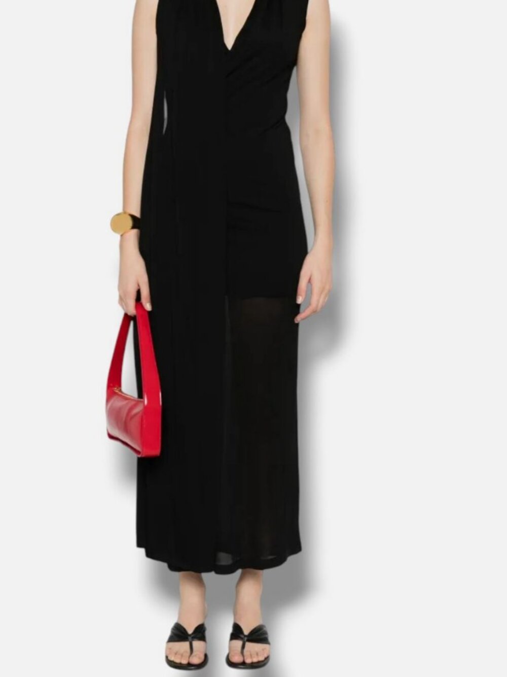 TOTEME Women's Black Overlapped Scarf Dress Size S
